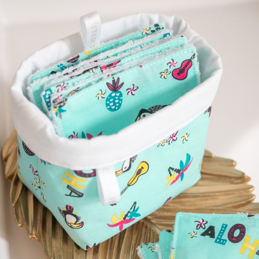 Coton lavable Bio et panier Aloha