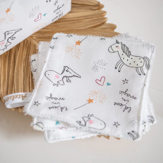 Coton lavable Bio et panier Licornes phosphorescentes - L'Atelier de July
