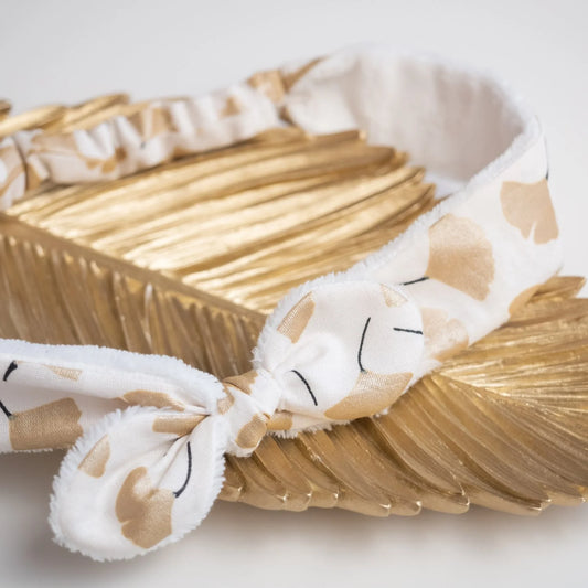 Bandeau démaquillant éponge en tissu Bio Ginkgo Doré - L'Atelier de July