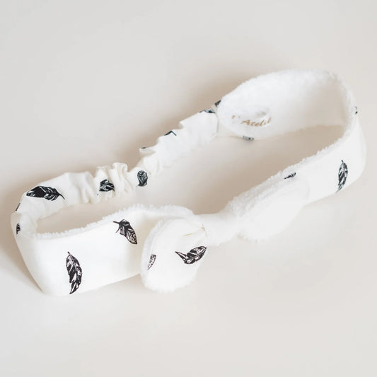 Bandeau éponge en tissu Bio "Plume Noire"