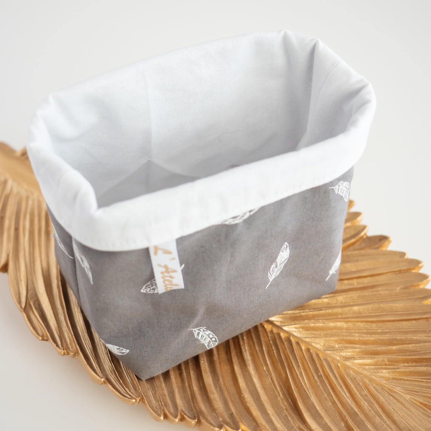 Coton lavable réutilisable en tissu et panier Plume - L'Atelier de July