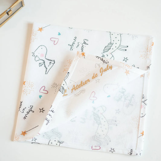 Grand Mouchoir enfant BIO Licornes Phosphorescentes - L'Atelier de July