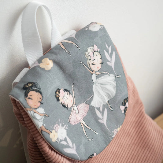 Sac à dos en velours côtelé rose et tissu Bio Ballerine - L'Atelier de July