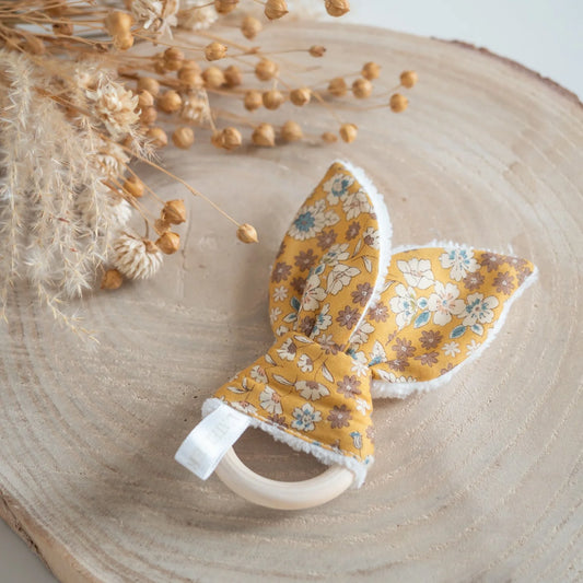 Anneau de dentition Liberty Moutarde pour bébé tissu Bio - L'Atelier de July
