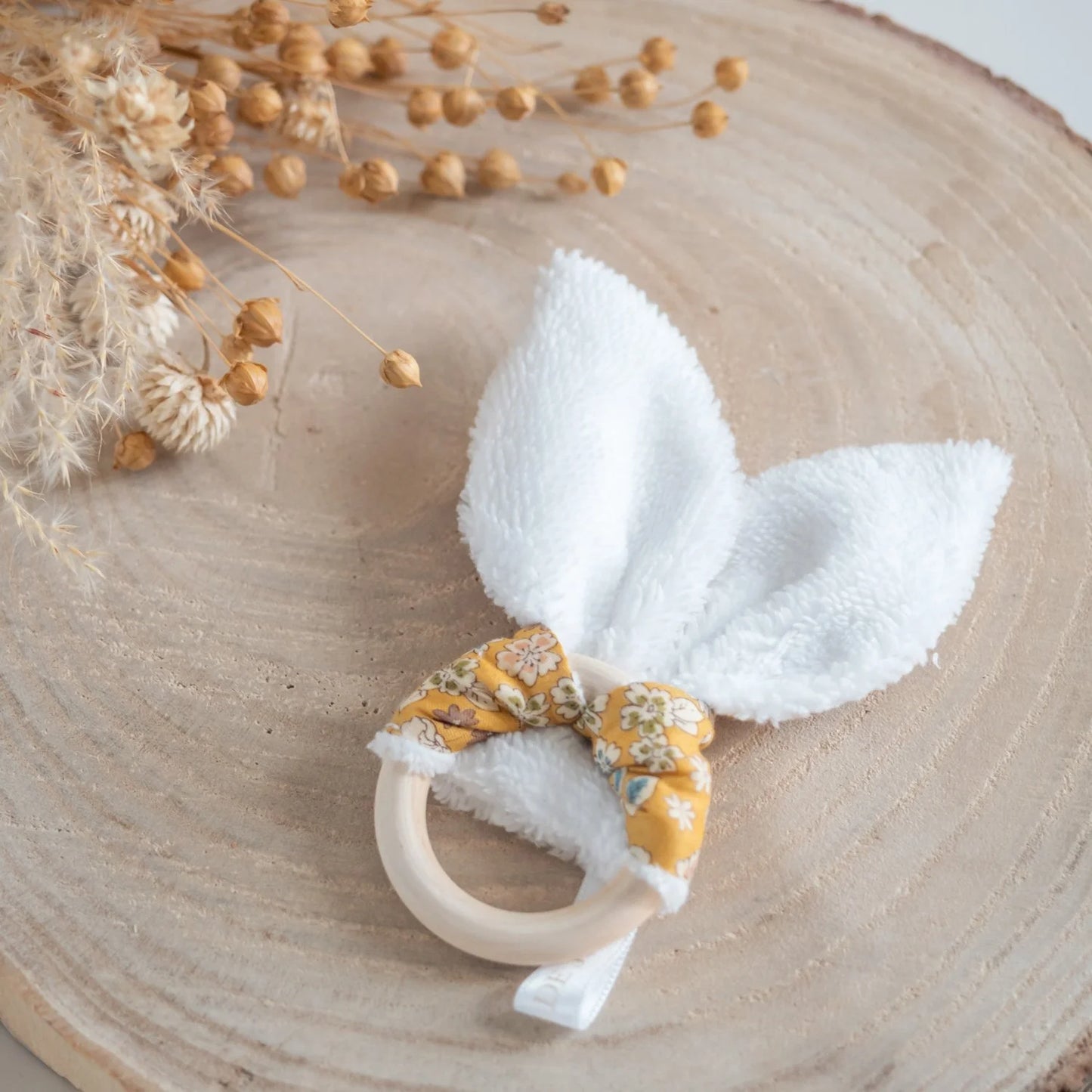 Anneau de dentition Liberty Moutarde pour bébé tissu Bio - L'Atelier de July