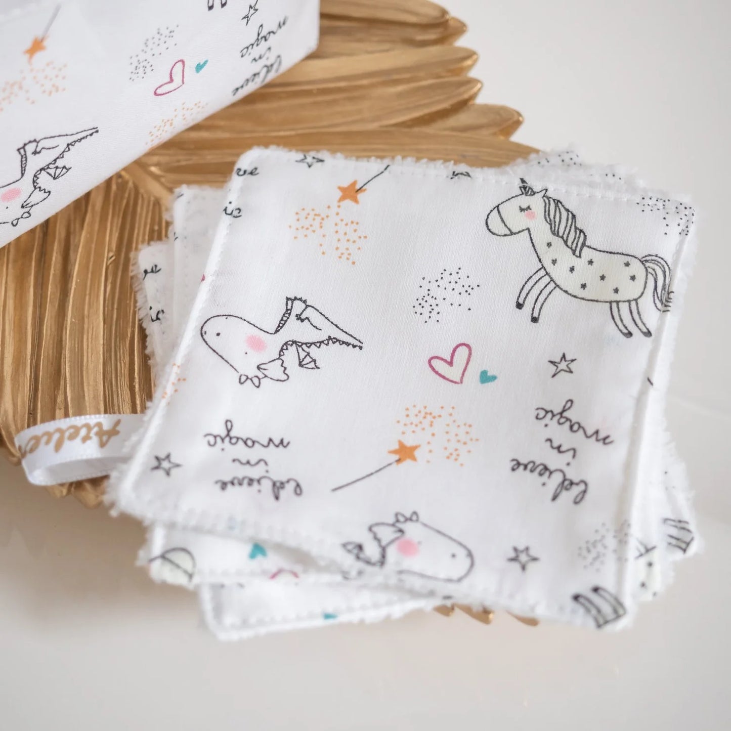 Coton lavable Bio et panier Licornes phosphorescentes - L'Atelier de July