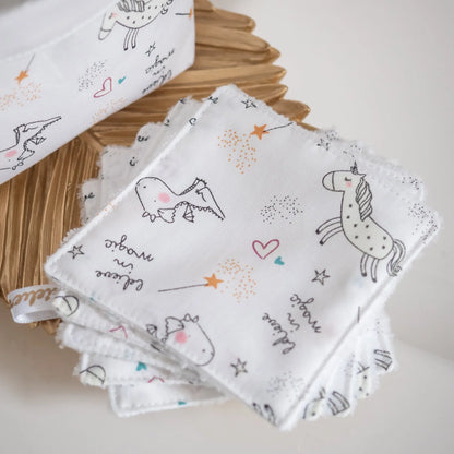Coton lavable Bio et panier Licornes phosphorescentes - L'Atelier de July