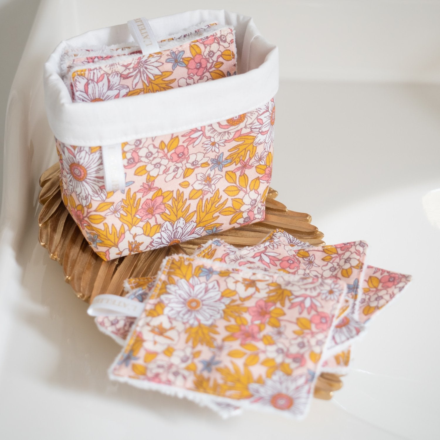 Coton lavable réutilisable en tissu et panier Mindy - L'Atelier de July