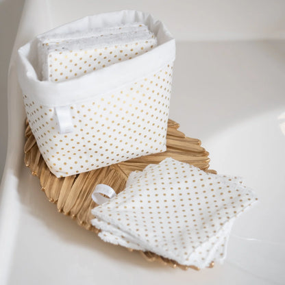 Coton lavable Bio et panier Pois Doré