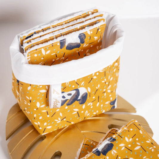 Coton lavable Bio et panier Panda
