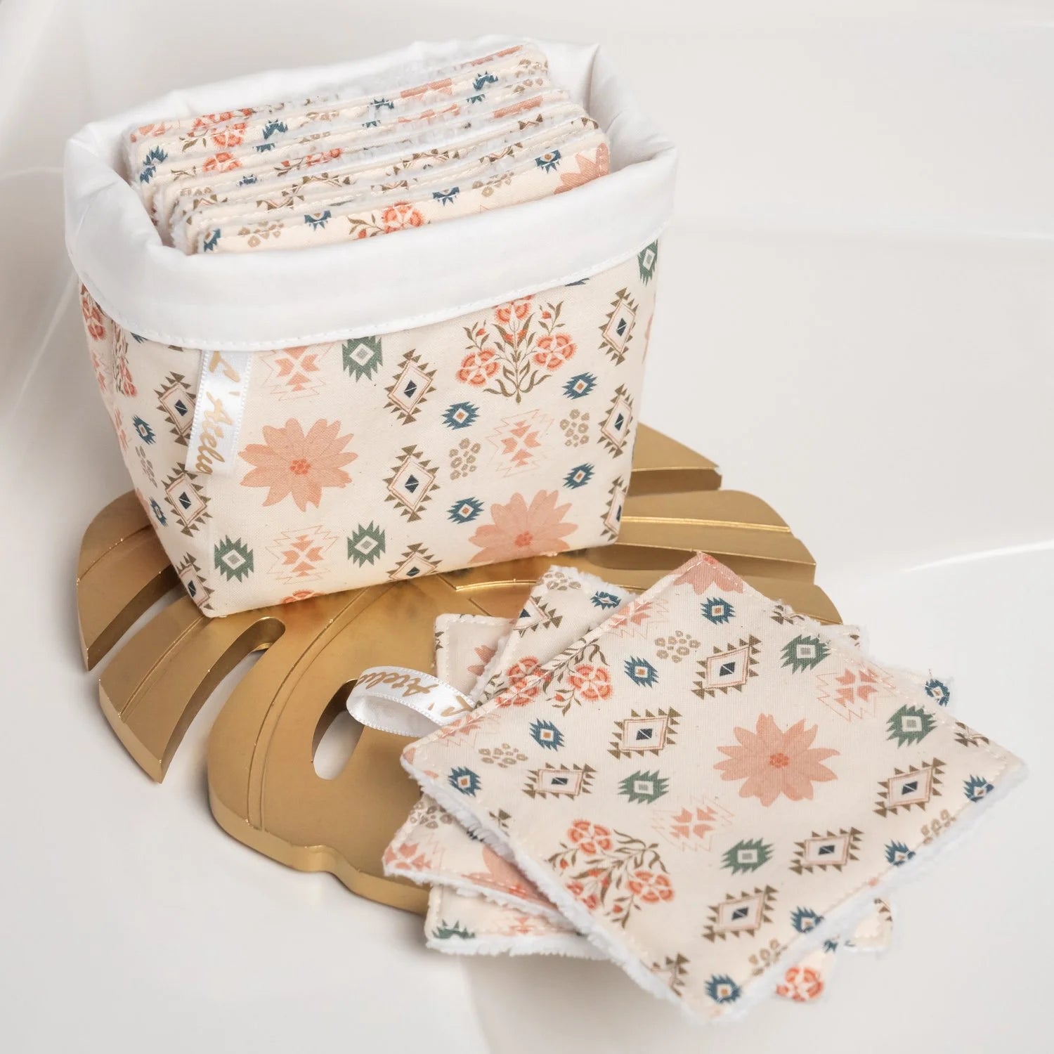 Coton lavable réutilisable en tissu et panier Bohème - L'Atelier de July