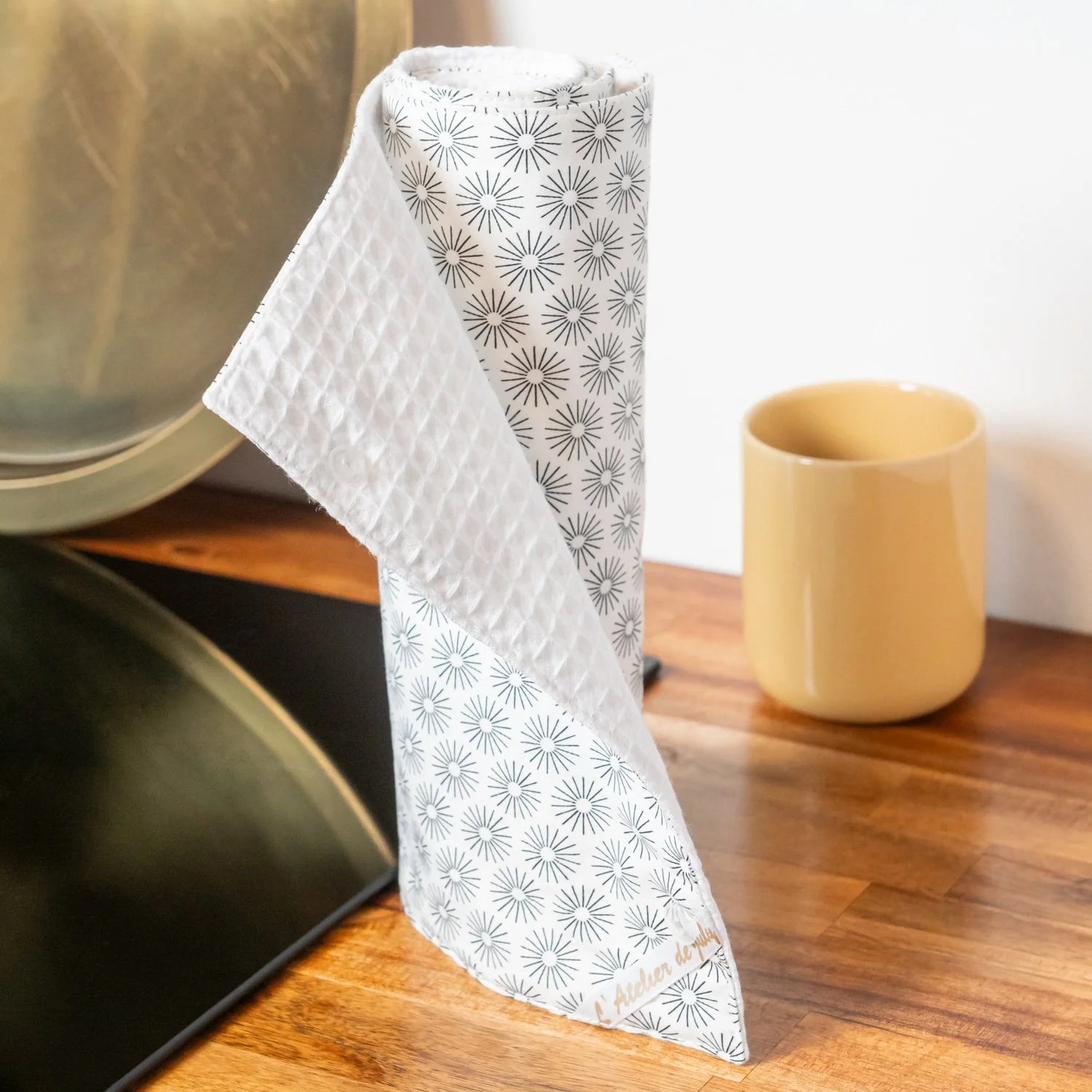 Essuie-tout lavable en coton bio et nid d’abeille Cosmo - L'Atelier de July