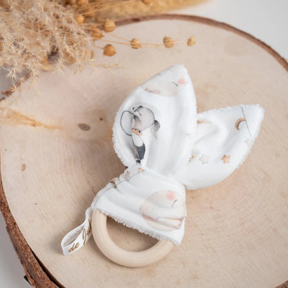 Anneau de dentition Clair de lune pour bébé en tissu Bio et bois - L'Atelier de July