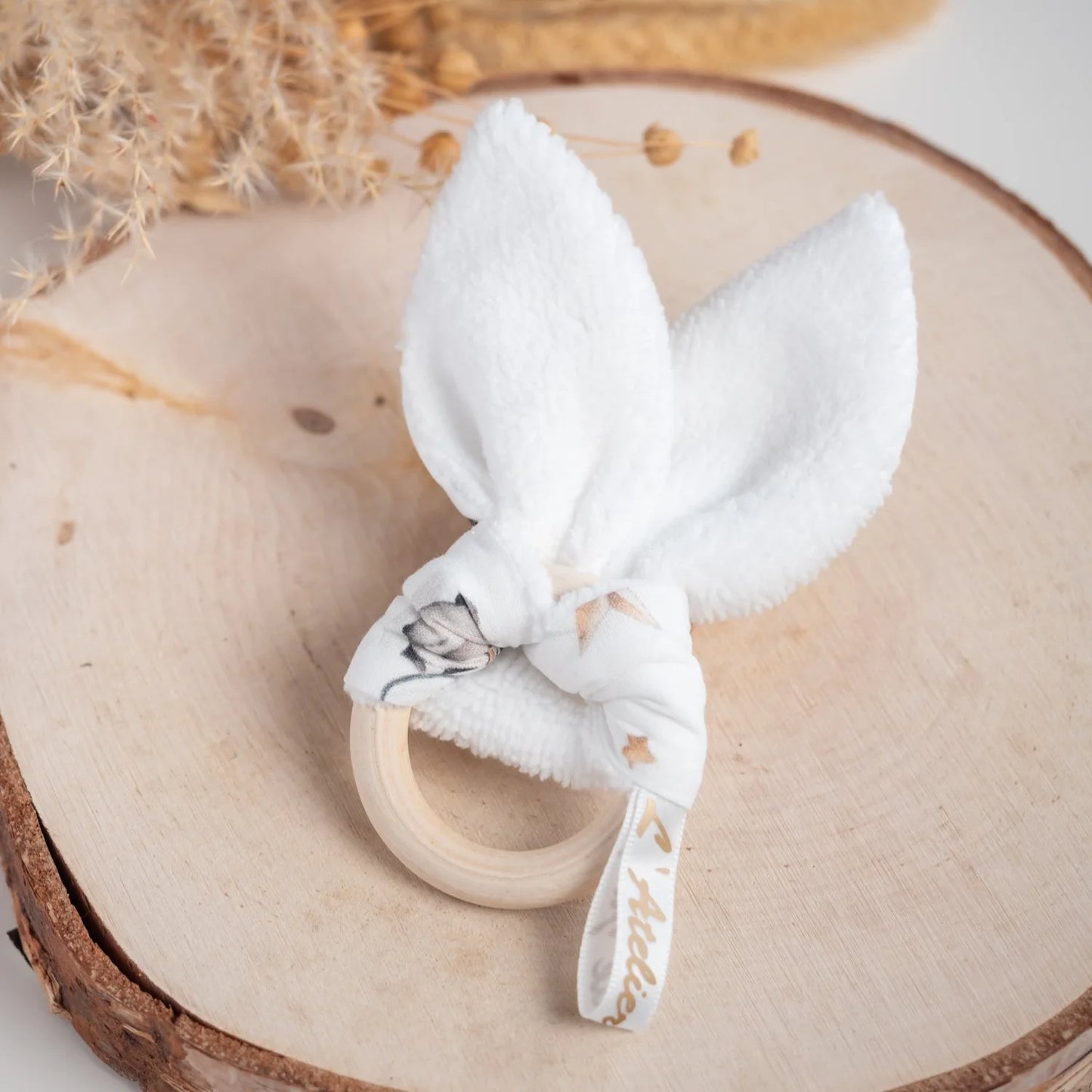 Anneau de dentition Clair de lune pour bébé en tissu Bio et bois - L'Atelier de July
