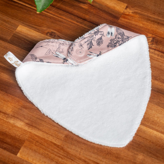 Bavoir bandana en tissu bio Oeko-Tex L'Herboriste rose - L'Atelier de July