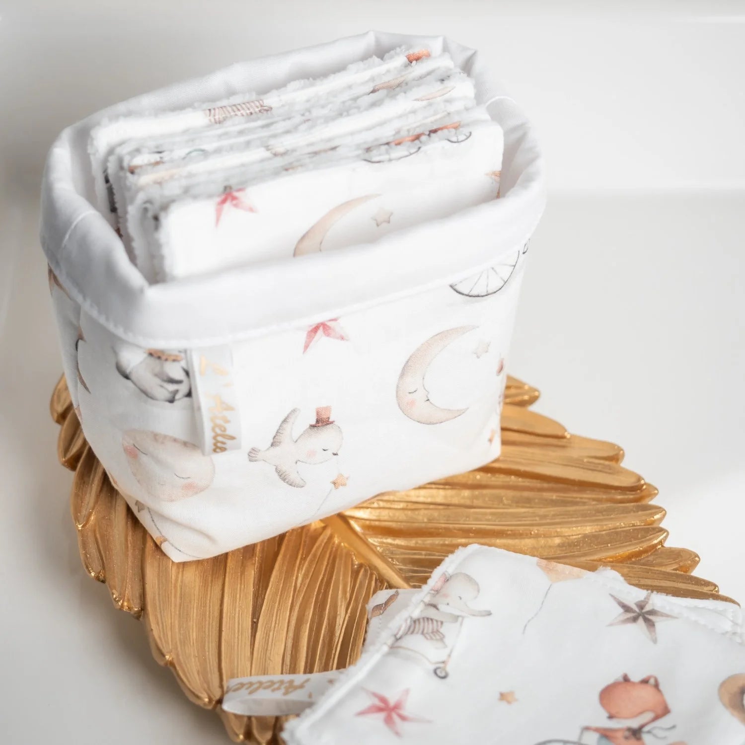 Coton lavable Bio et panier Clair de lune