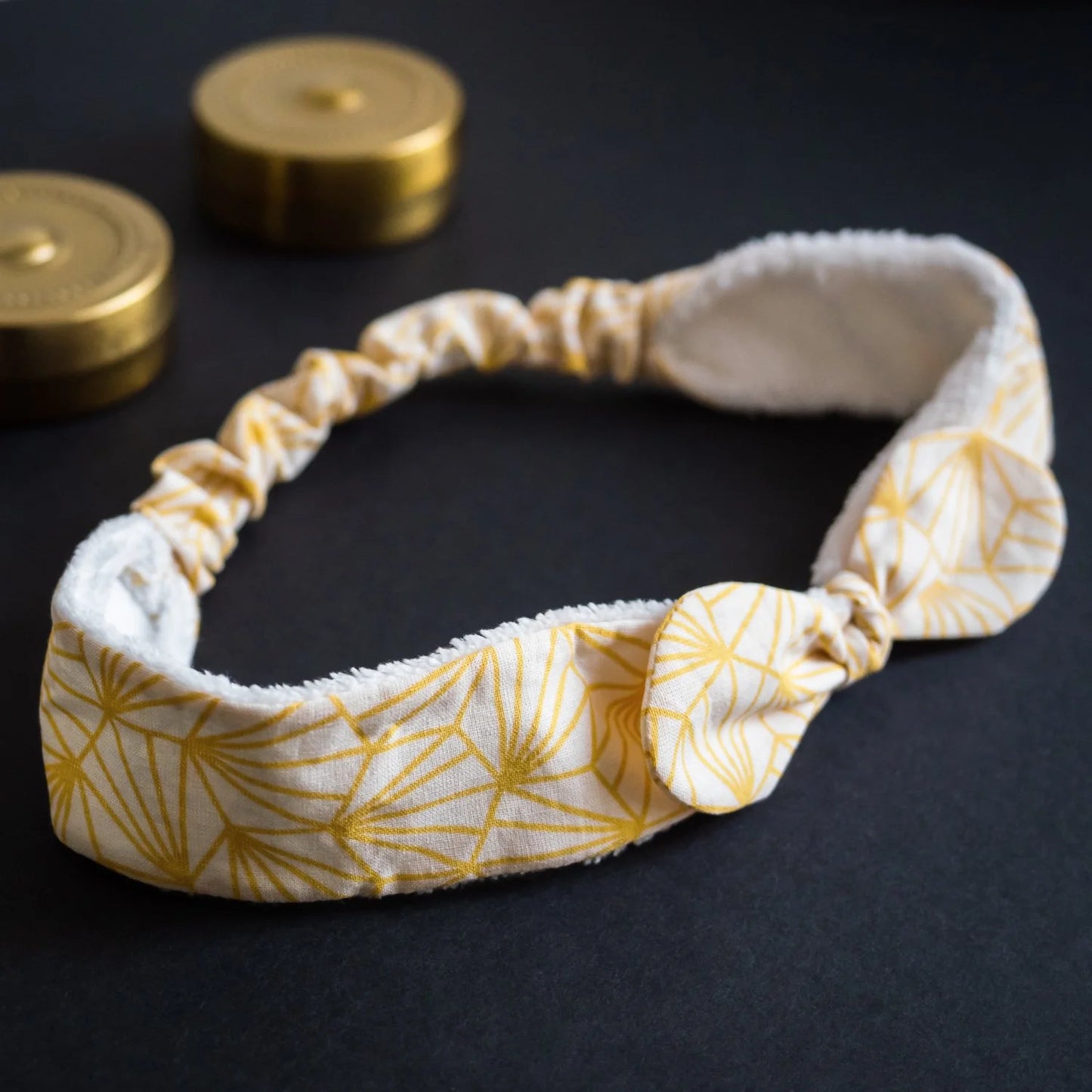 Bandeau éponge en tissu Bio Graphique Jaune - L'Atelier de July