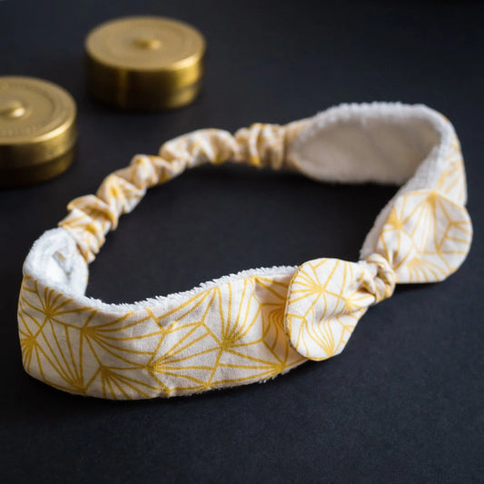 Bandeau éponge en tissu Bio Graphique Jaune - L'Atelier de July