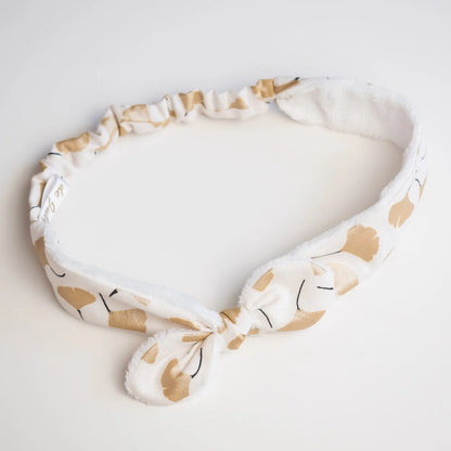 Bandeau démaquillant éponge en tissu Bio Ginkgo Doré - L'Atelier de July