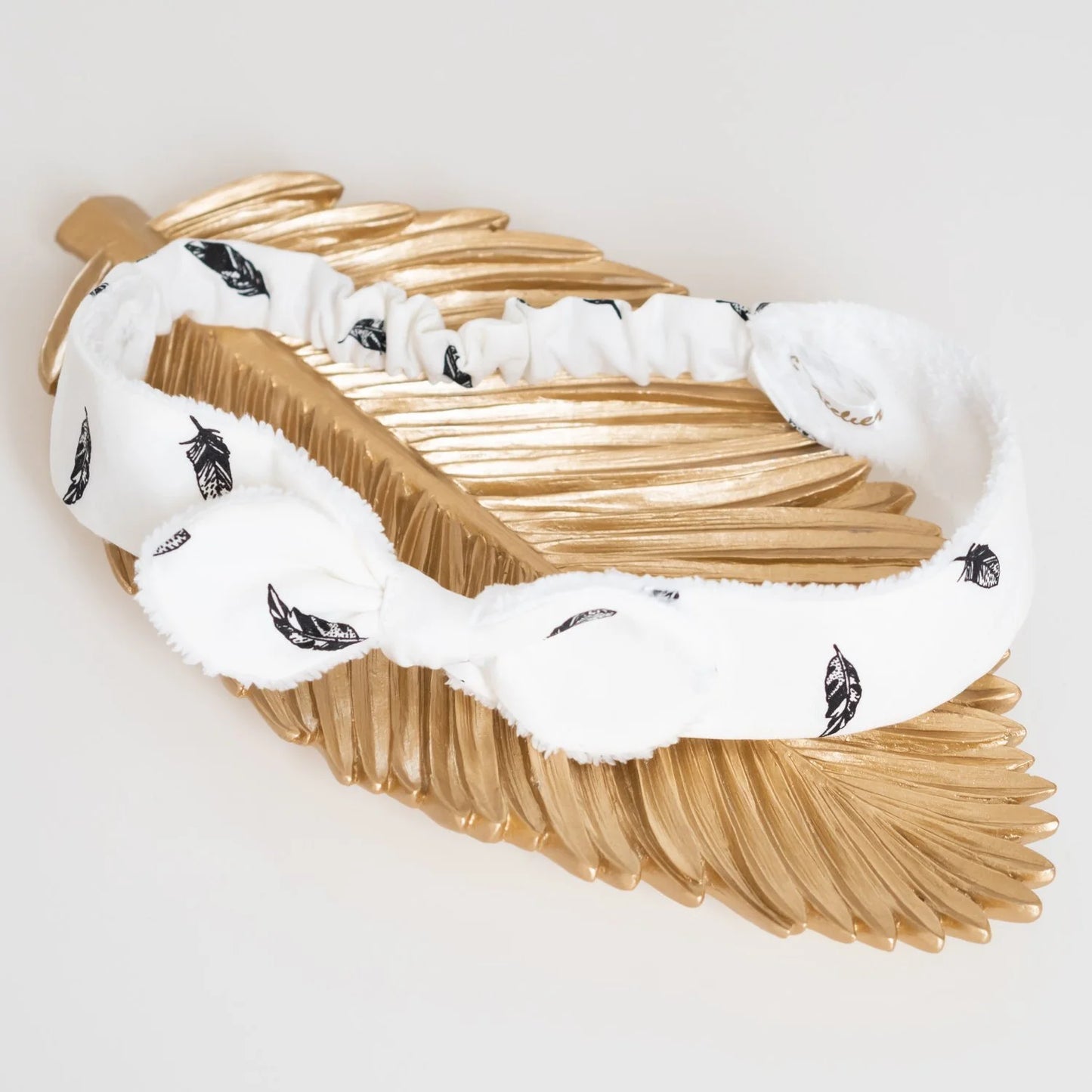 Bandeau éponge en tissu Bio "Plume Noire"