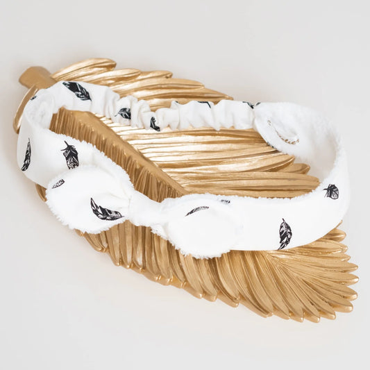 Bandeau éponge en tissu Bio "Plume Noire"