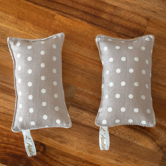 Éponge lavable en tissu bio Pois Taupe - Lot de 2
