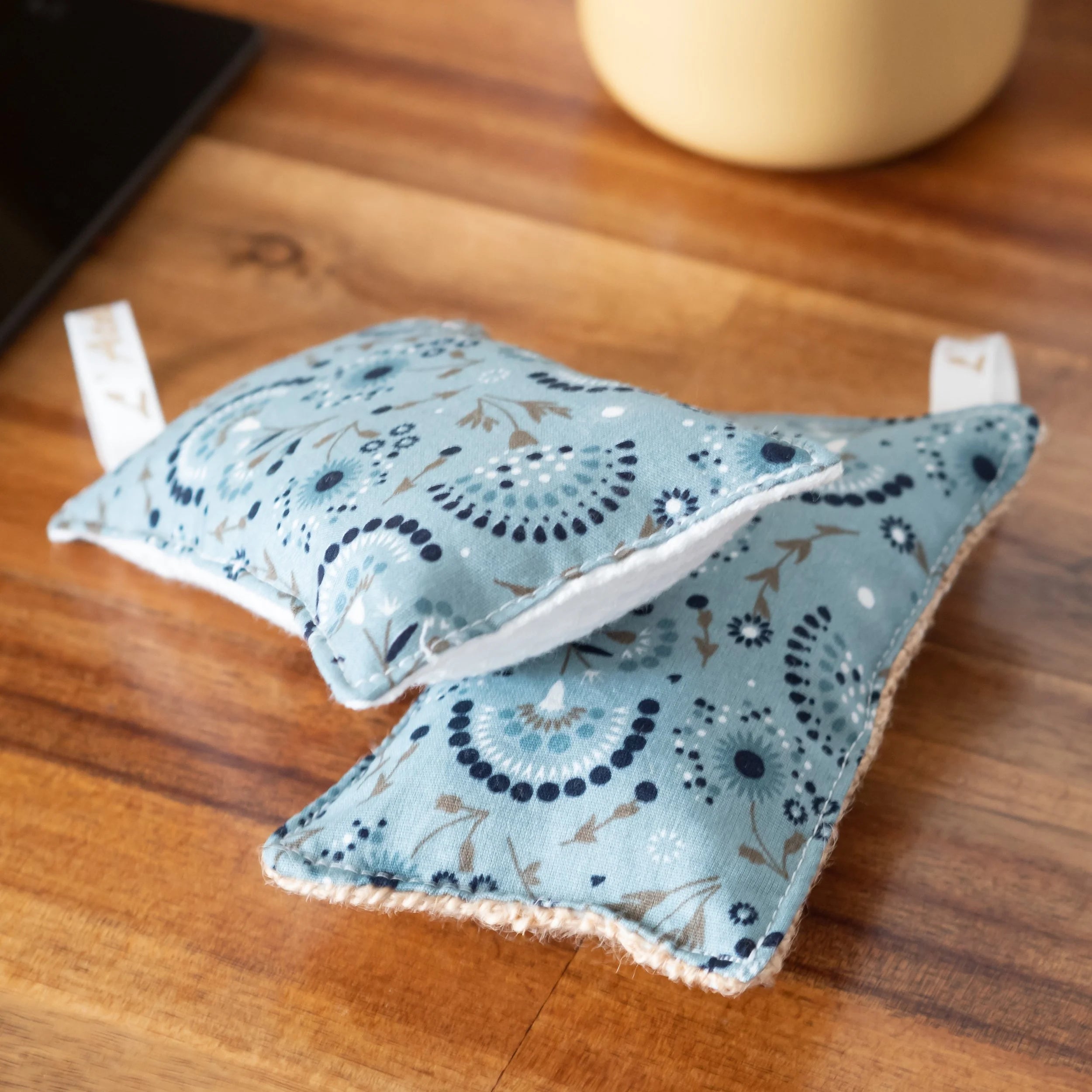 Les imparfaits... Éponge lavable réutilisable en tissu Green Éventail - Lot de 3 - L'Atelier de July