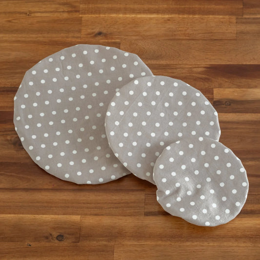 Charlotte / couvre-plat en tissu Pois Taupe