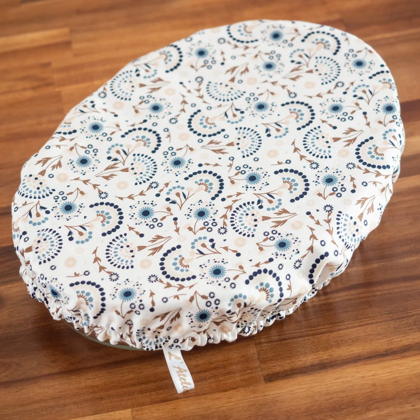 Charlotte / couvre-plat en tissu bio "White Éventail"