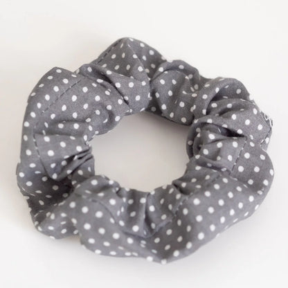 Chouchou en tissu Bio Gris Pois fait main pour femme ou enfant - L'Atelier de July