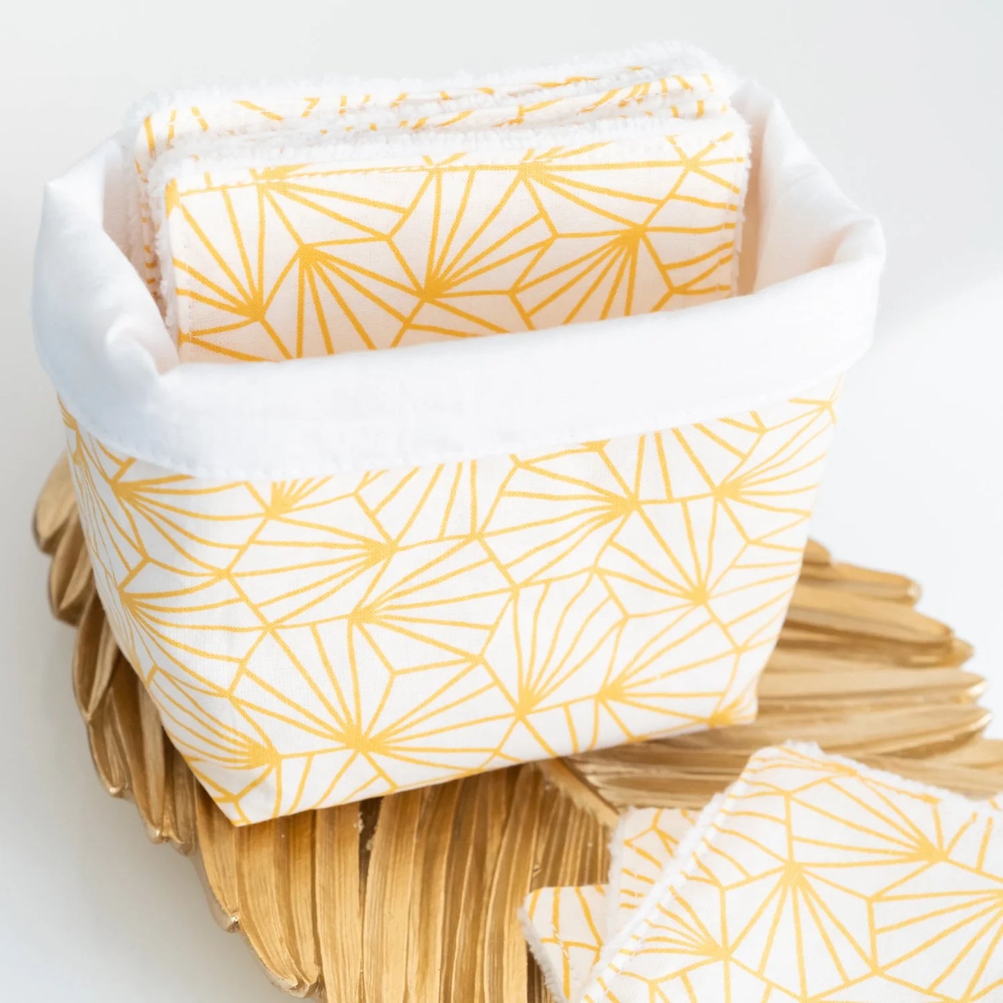 Coton lavable Bio et panier Graphique Jaune