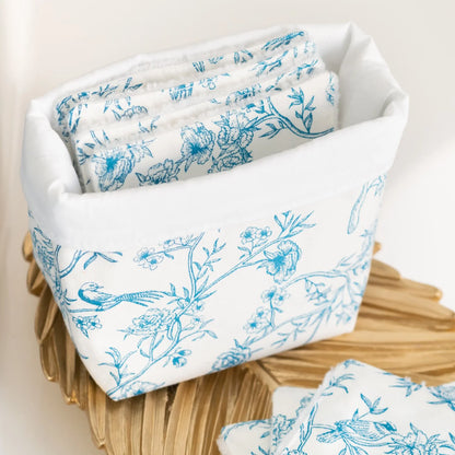Coton lavable Bio et panier Blue Bird