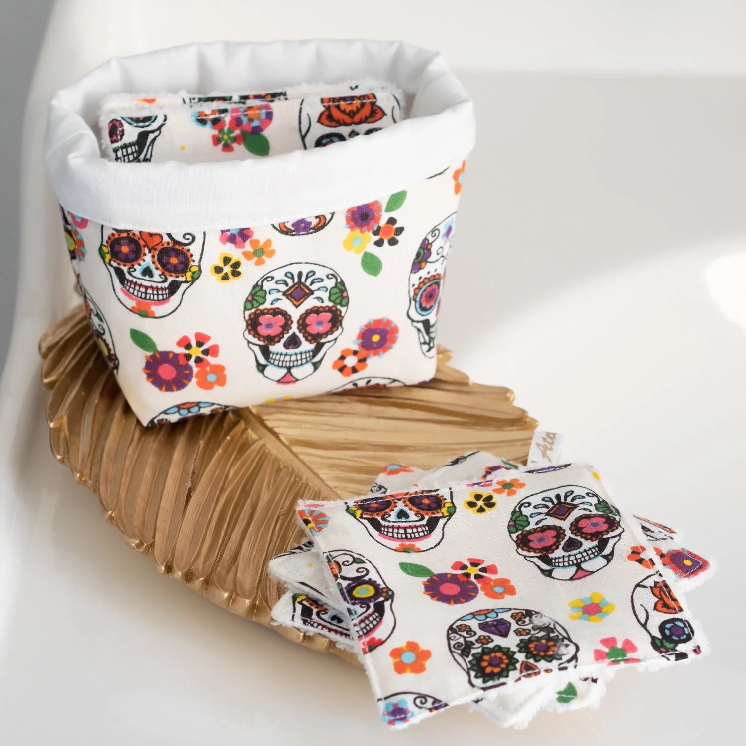 Coton lavable réutilisable en tissu et panier La Mexicaine - L'Atelier de July