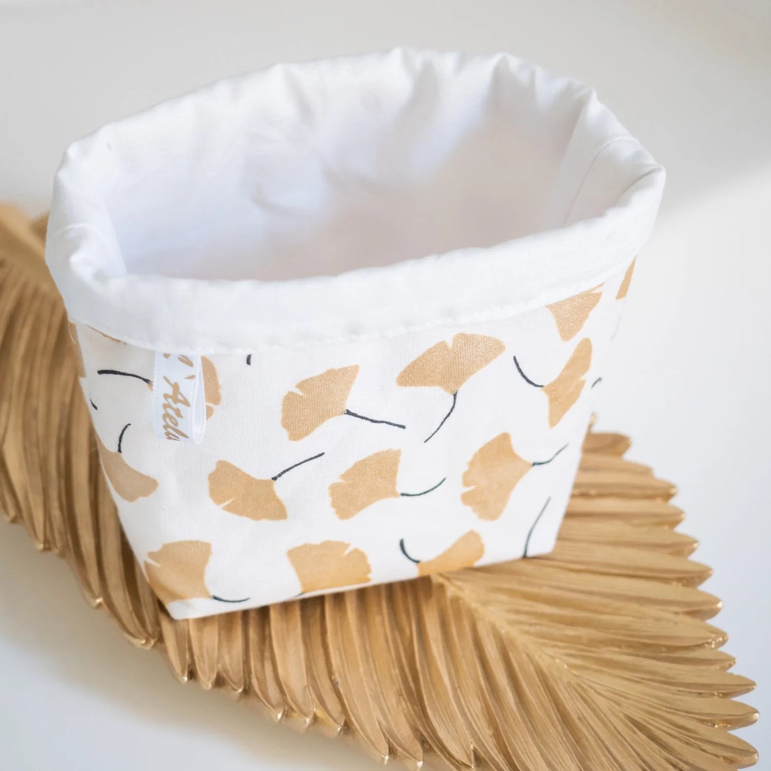 Coton lavable Bio et panier Ginkgo Doré - L'Atelier de July