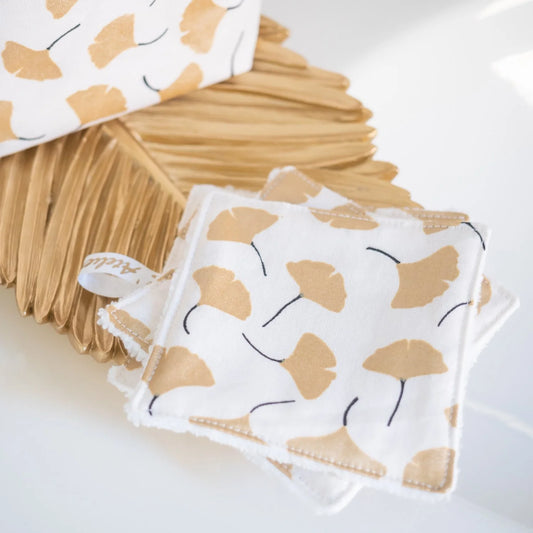 Coton lavable Bio et panier Ginkgo Doré