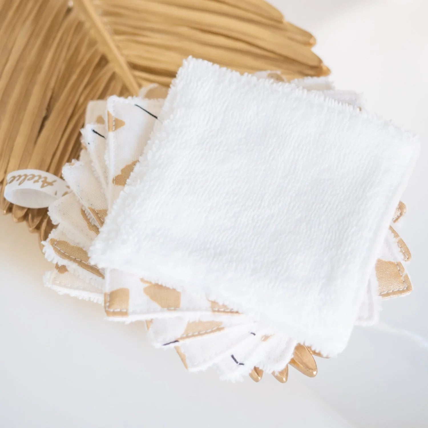 Coton lavable Bio et panier Ginkgo Doré - L'Atelier de July