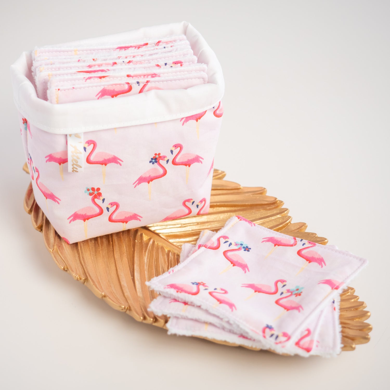 Coton lavable Bio et panier Flamingo - L'Atelier de July