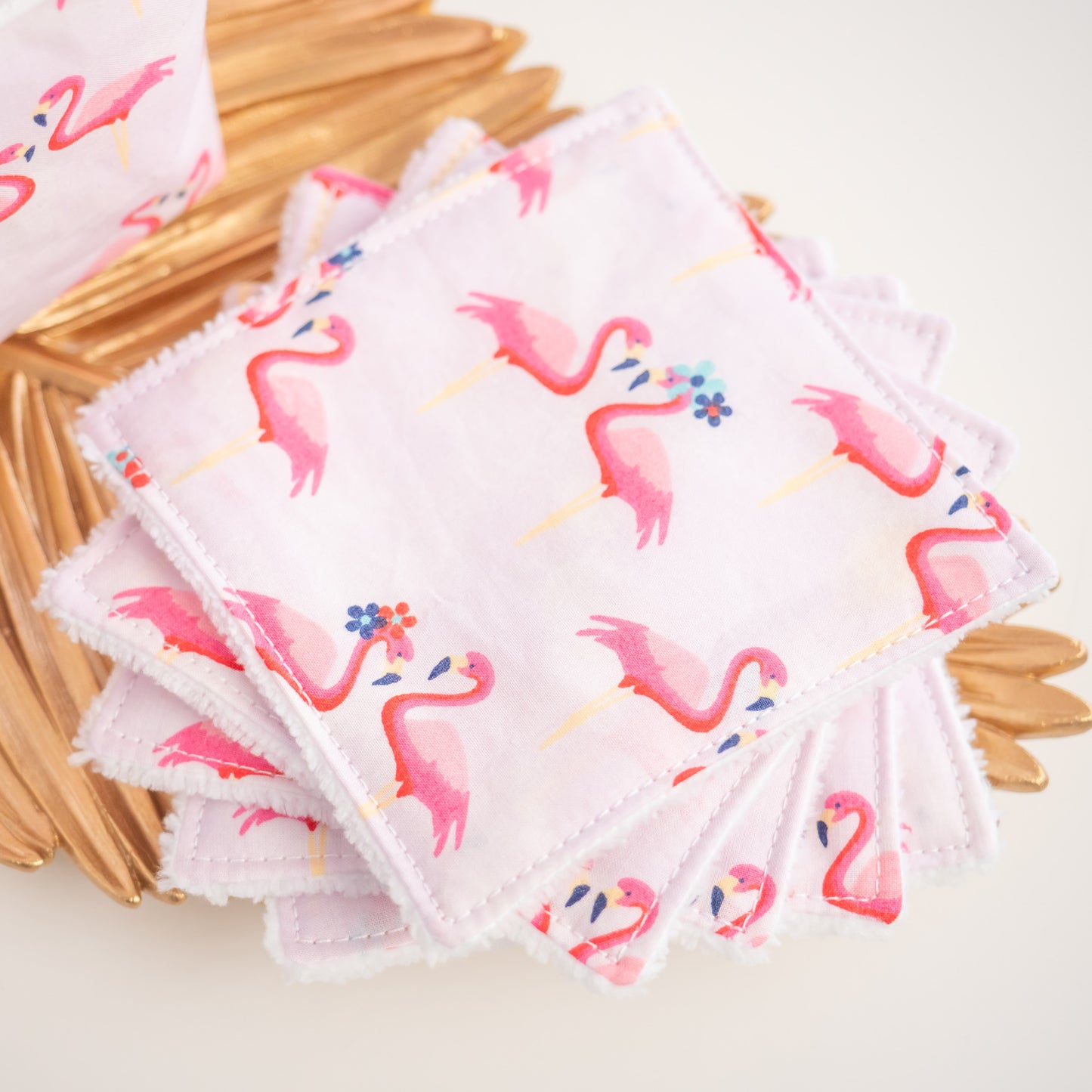 Coton lavable Bio et panier Flamingo - L'Atelier de July