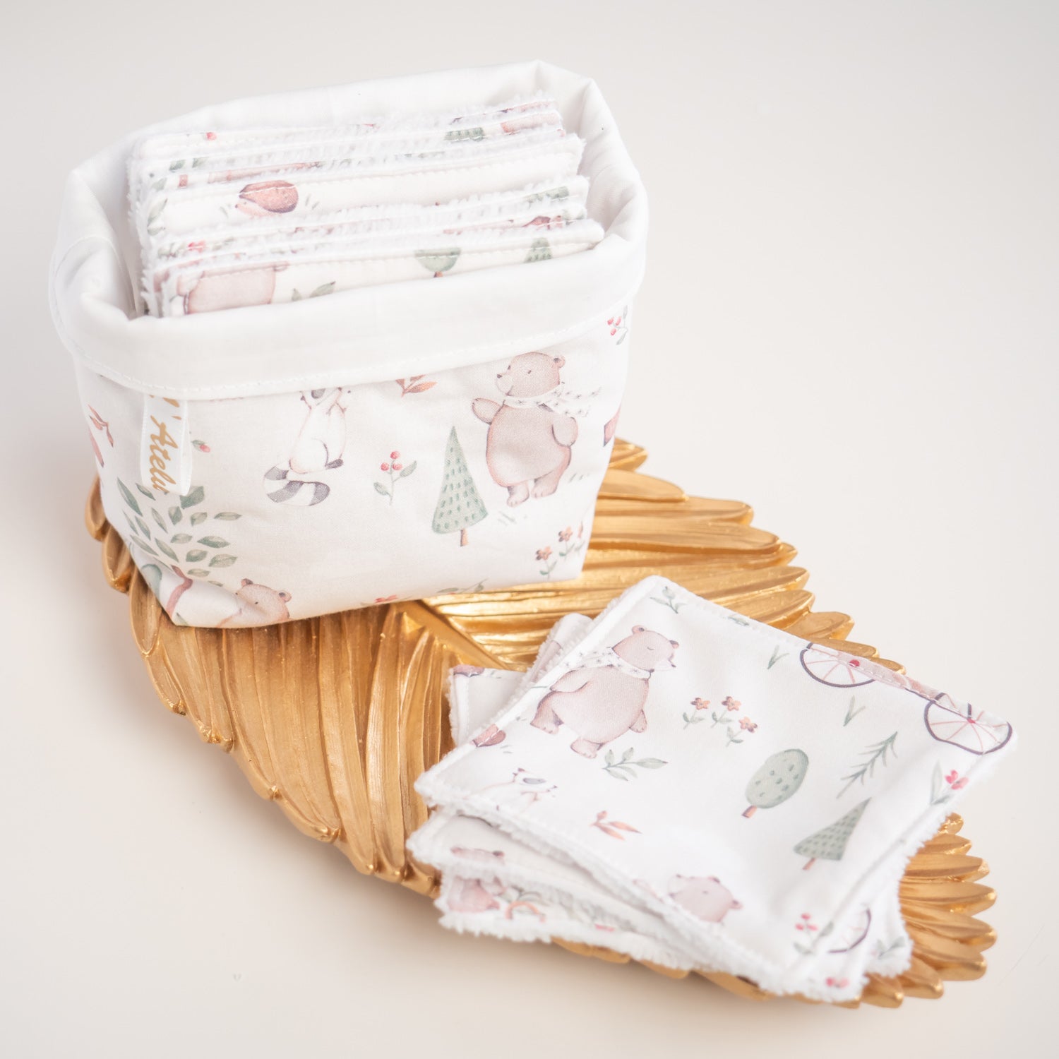 Coton lavable réutilisable en tissu et panier Noukie - L'Atelier de July