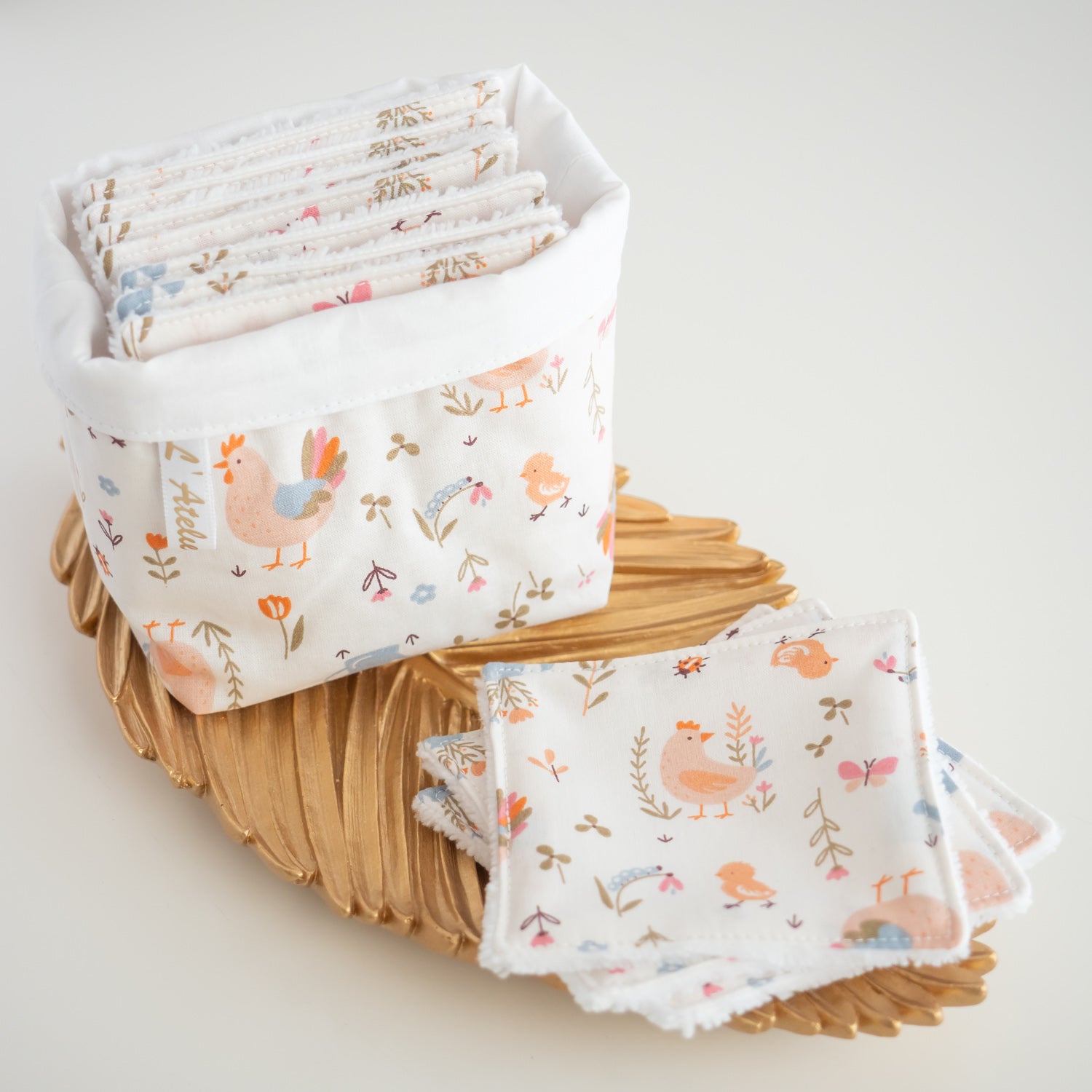 Coton lavable réutilisable en tissu et panier Cocotte - L'Atelier de July