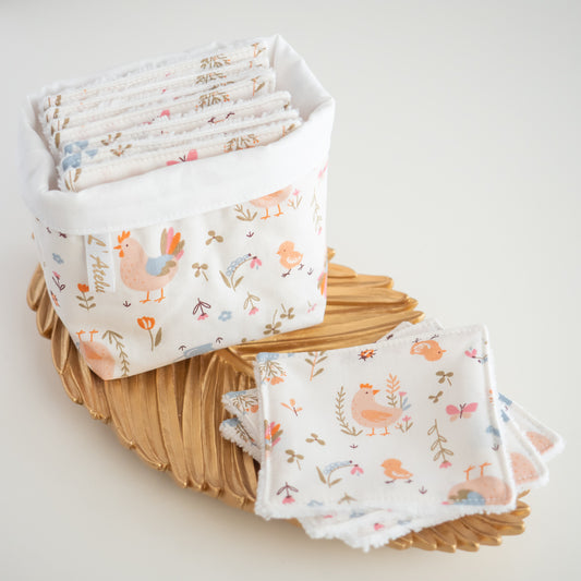 Coton lavable réutilisable en tissu et panier Cocotte - L'Atelier de July