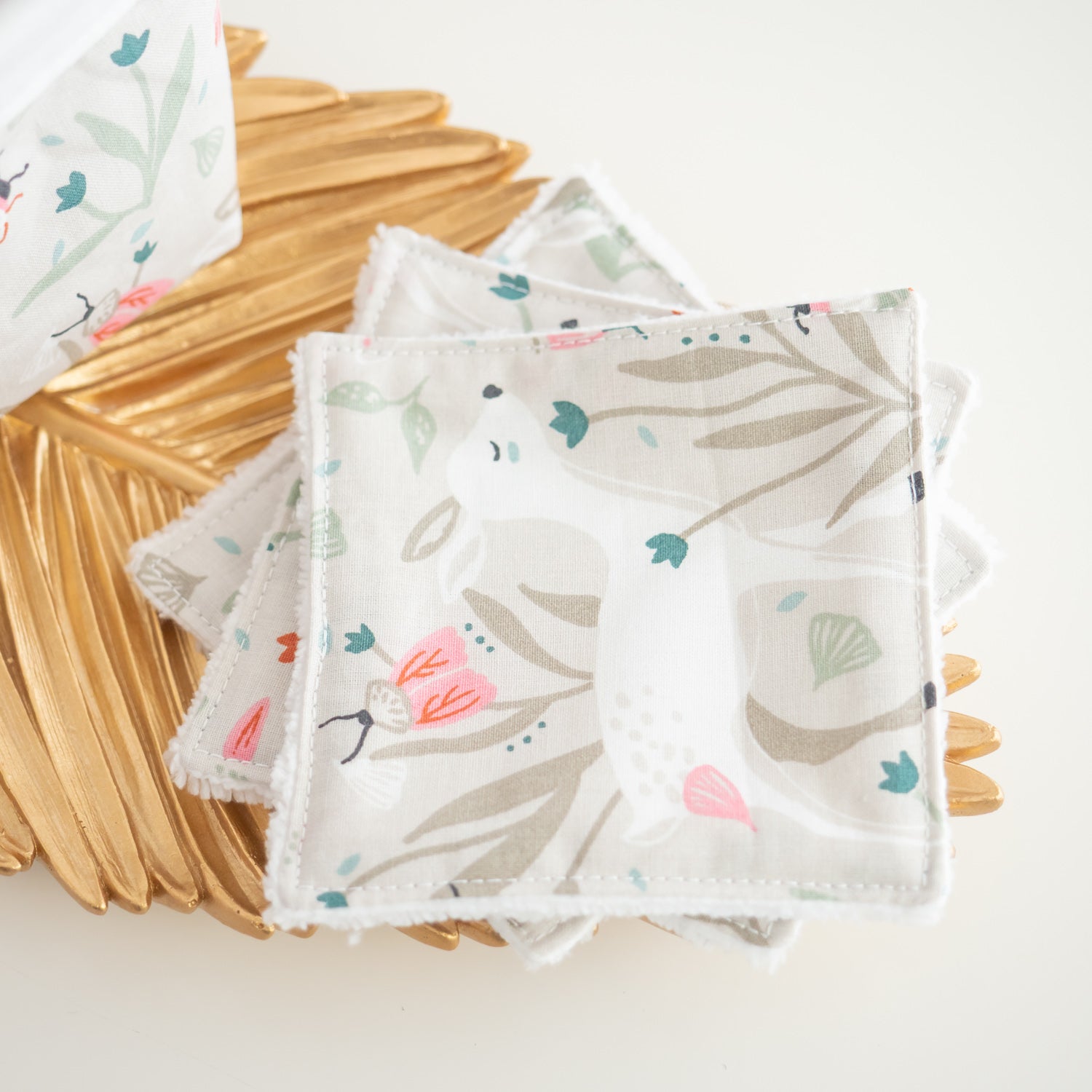 Coton lavable réutilisable en tissu et panier Florina - L'Atelier de July
