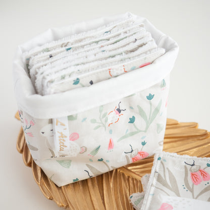 Coton lavable réutilisable en tissu et panier Florina - L'Atelier de July