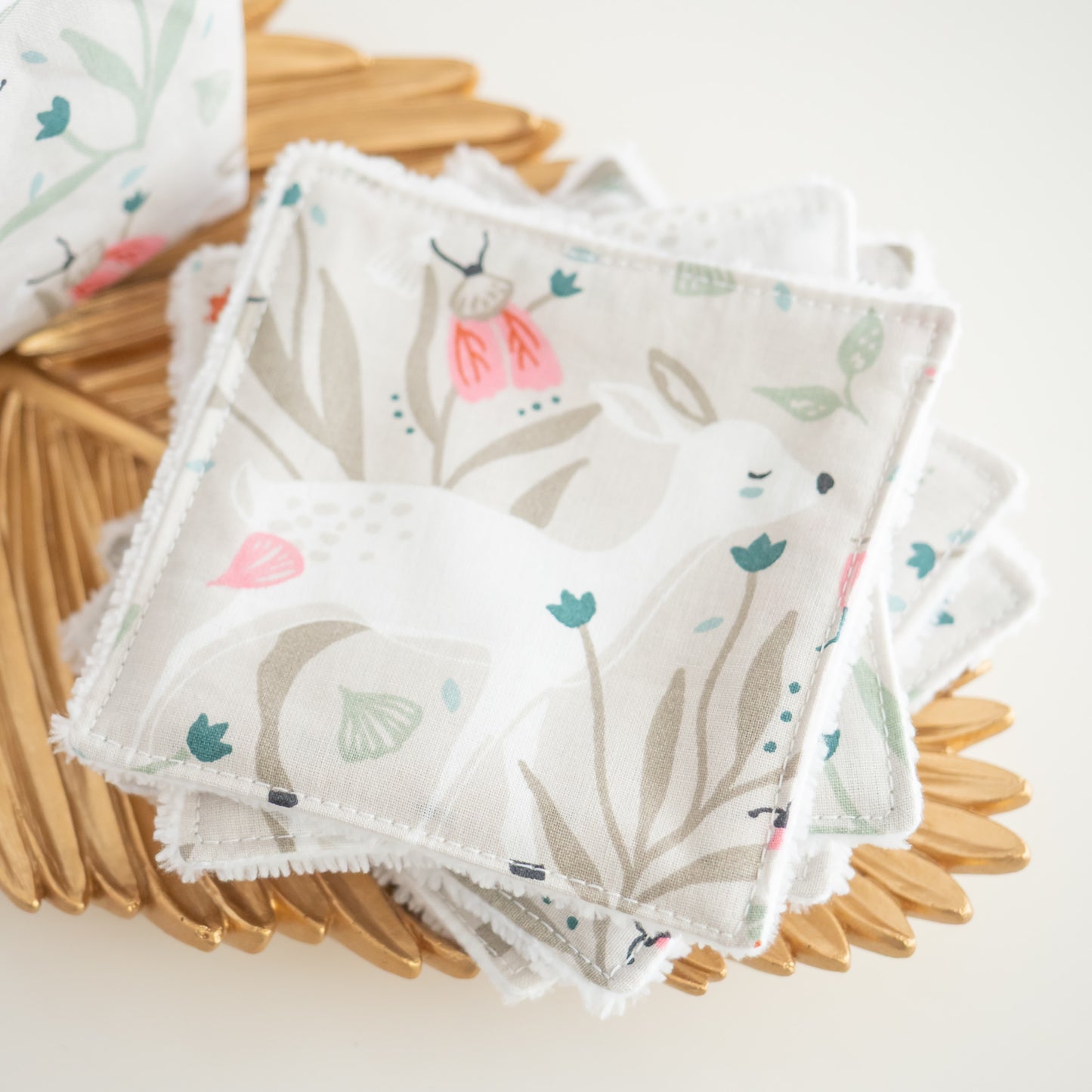 Coton lavable réutilisable en tissu et panier Florina - L'Atelier de July