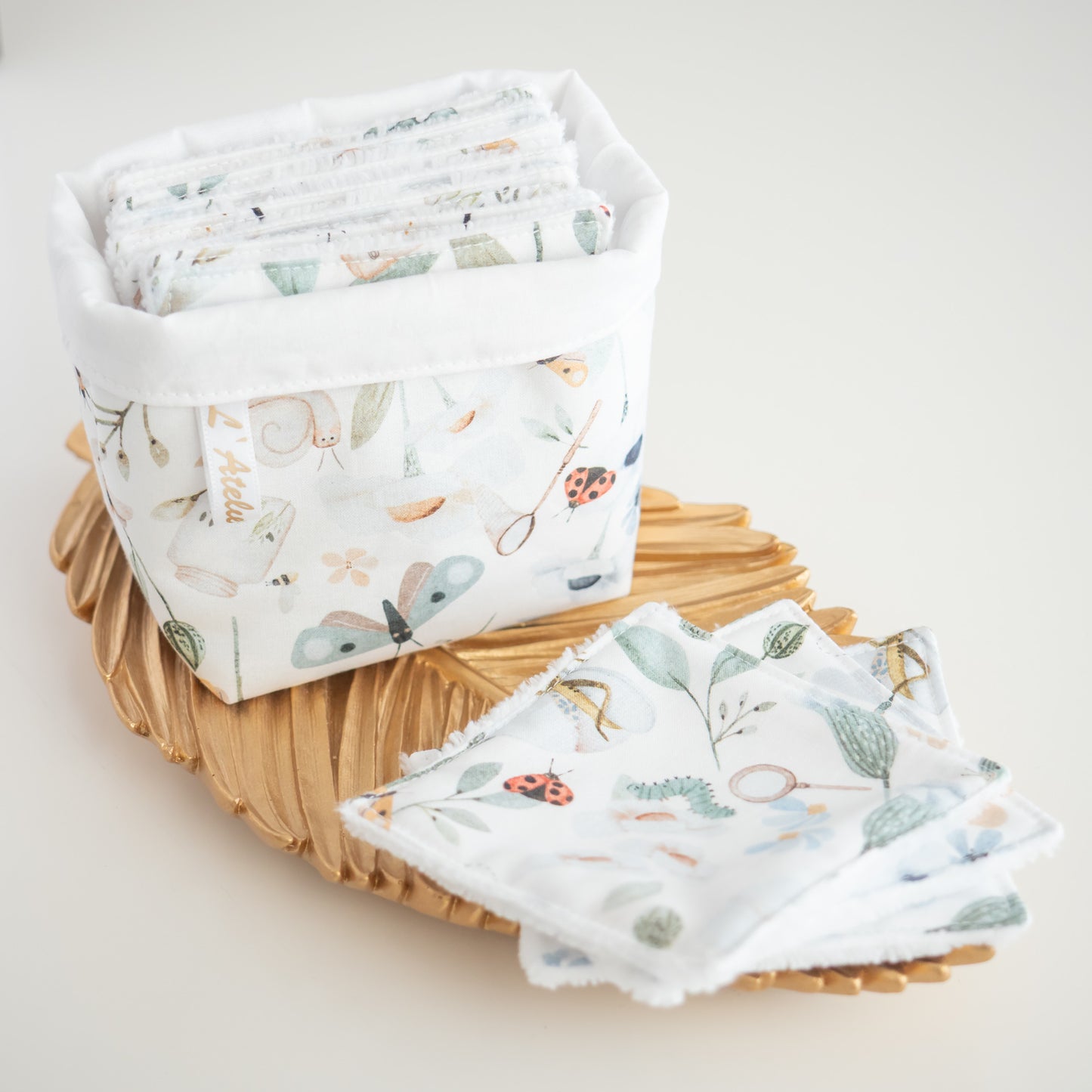 Coton lavable réutilisable en tissu et panier Loli - L'Atelier de July