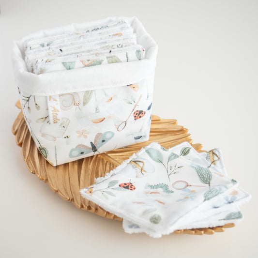 Coton lavable réutilisable en tissu et panier Loli - L'Atelier de July