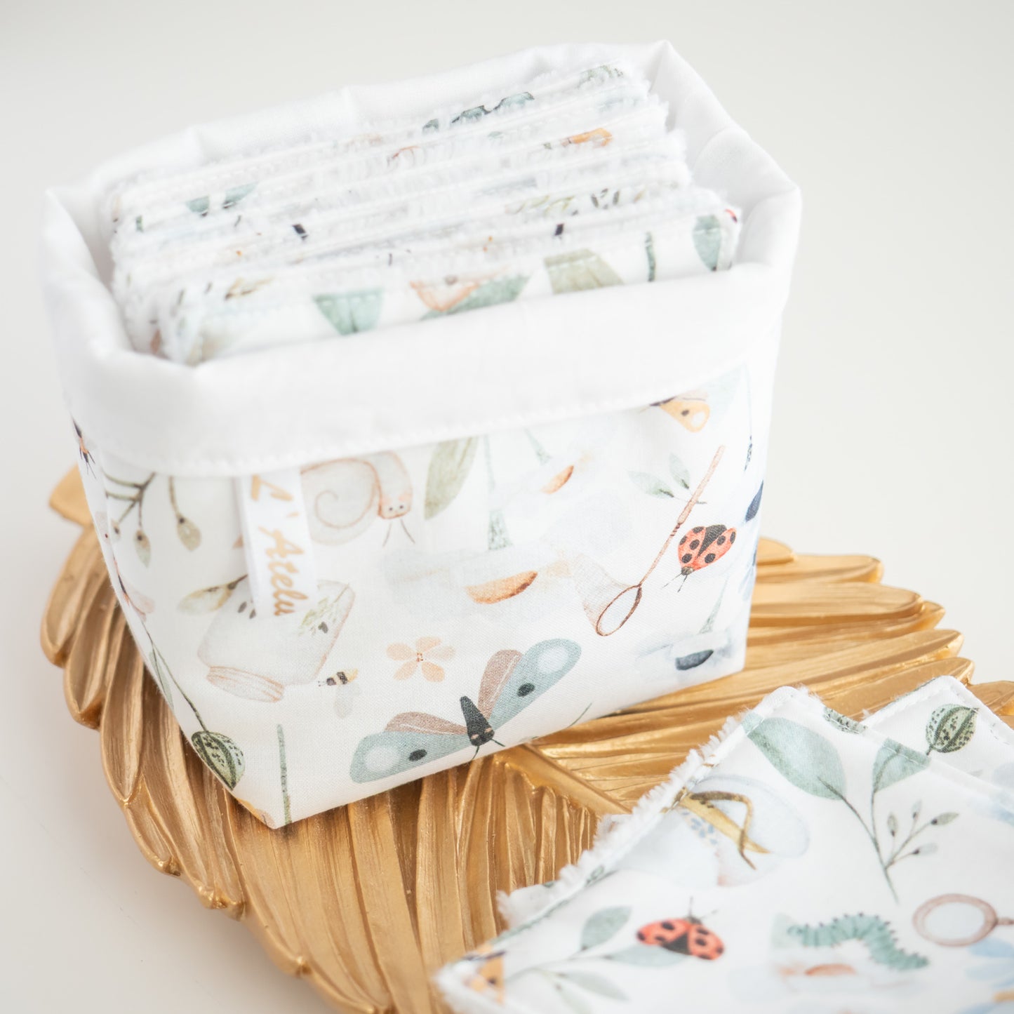 Coton lavable réutilisable en tissu et panier Loli - L'Atelier de July