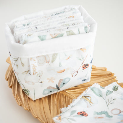 Coton lavable réutilisable en tissu et panier Loli - L'Atelier de July