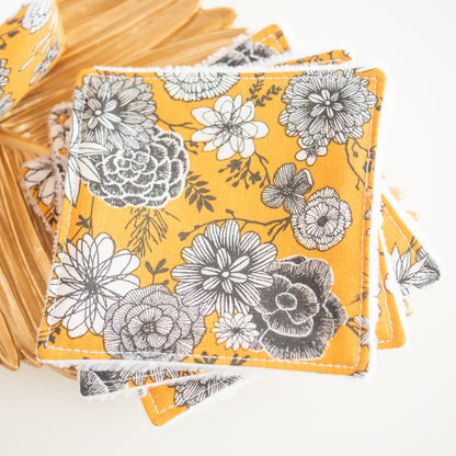 Coton lavable réutilisable en tissu et panier Mustard - L'Atelier de July