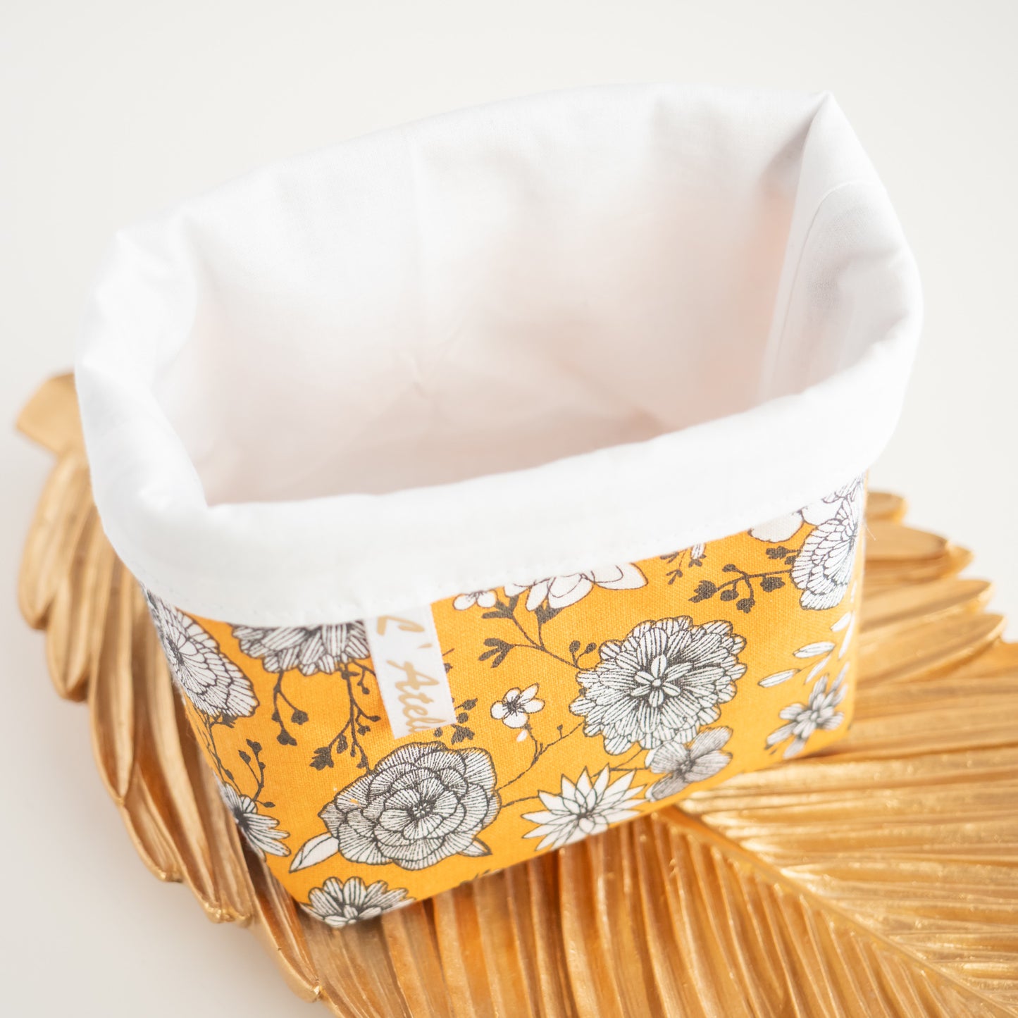 Coton lavable réutilisable en tissu et panier Mustard - L'Atelier de July